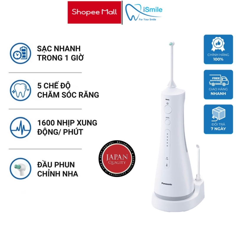 Máy Tăm Nước Panasonic EW1513 - Thế Hệ Mới - Bảo Hành Chính Hãng - Công Nghệ Siêu Âm - Làm Sạch Răng Nướu, Chỉnh Nha